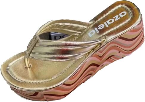 DirraBra Women's Rainbow Platform Flip-Flops Wedge Platform Open-Toe Thong Sandals Slippers with Arch Support Slip On Comfortable Outdoor Beach Slippers in Saudi Arabia