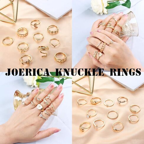 JOERICA 84 قطعة حلقة المفصل مجموعة للنساء المشتركة تكويم ميدي البنصر الذهب ثعبان زهرة فراشة الدائري البوهيمي الرجعية خمر مجوهرات in Kuwait