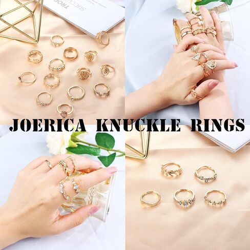 JOERICA 84 قطعة حلقة المفصل مجموعة للنساء المشتركة تكويم ميدي البنصر الذهب ثعبان زهرة فراشة الدائري البوهيمي الرجعية خمر مجوهرات in Kuwait
