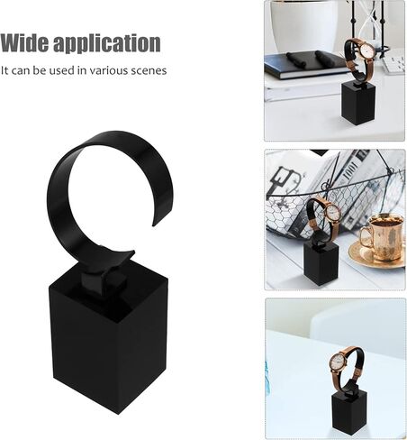 UKCOCO 3 قطع متوسطة الحجم على شكل حامل للحامل - استخدام حامل واحد نوع M Dislpay أسود على شكل حرف C ساعة يد أكريليك مجوهرات معصم حامل C- عرض رف الإسورة ساعة عالمية للمنزل in Kuwait