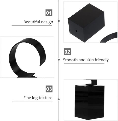 UKCOCO 3 قطع متوسطة الحجم على شكل حامل للحامل - استخدام حامل واحد نوع M Dislpay أسود على شكل حرف C ساعة يد أكريليك مجوهرات معصم حامل C- عرض رف الإسورة ساعة عالمية للمنزل in Kuwait