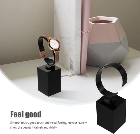 UKCOCO 3 قطع متوسطة الحجم على شكل حامل للحامل - استخدام حامل واحد نوع M Dislpay أسود على شكل حرف C ساعة يد أكريليك مجوهرات معصم حامل C- عرض رف الإسورة ساعة عالمية للمنزل in Kuwait