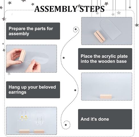 WEBEEDY 6 Pcs Acrylic Earring Display Stand for Girls Clear Earring Holder with Wood Base Solid Hollow Earring Organizer for Studs Dangle Earrings(2 Style) in Saudi Arabia