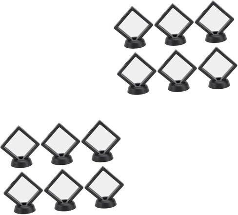 حامل عرض إطار عائم ثلاثي الأبعاد من Holibanna مكون من 12 مجموعة من العملات المعدنية وصندوق حامل ميداليات واضحة وعينة مجوهرات لعرض الأقراط والخواتم والبروش هدية باللون الأسود in Kuwait