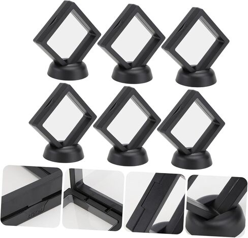 حامل عرض إطار عائم ثلاثي الأبعاد من Holibanna مكون من 12 مجموعة من العملات المعدنية وصندوق حامل ميداليات واضحة وعينة مجوهرات لعرض الأقراط والخواتم والبروش هدية باللون الأسود in Kuwait