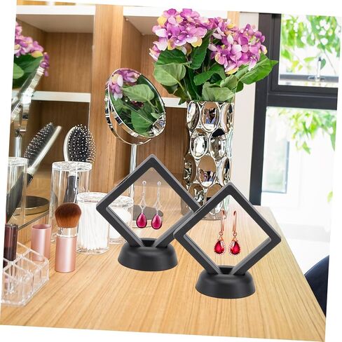 حامل عرض إطار عائم ثلاثي الأبعاد من Holibanna مكون من 12 مجموعة من العملات المعدنية وصندوق حامل ميداليات واضحة وعينة مجوهرات لعرض الأقراط والخواتم والبروش هدية باللون الأسود in Kuwait