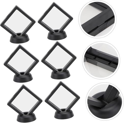 حامل عرض إطار عائم ثلاثي الأبعاد من Holibanna مكون من 12 مجموعة من العملات المعدنية وصندوق حامل ميداليات واضحة وعينة مجوهرات لعرض الأقراط والخواتم والبروش هدية باللون الأسود in Kuwait