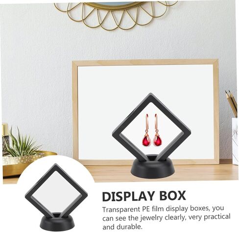 حامل عرض إطار عائم ثلاثي الأبعاد من Holibanna مكون من 12 مجموعة من العملات المعدنية وصندوق حامل ميداليات واضحة وعينة مجوهرات لعرض الأقراط والخواتم والبروش هدية باللون الأسود in Kuwait