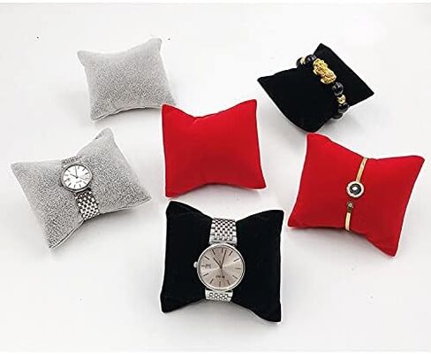 Lokusel 4 قطع سوار ساعة وسادة حامل أسود مربع مخملي صغير عرض حامل وسادة الإسورة وسائد لعرض المجوهرات (رمادي) in Kuwait