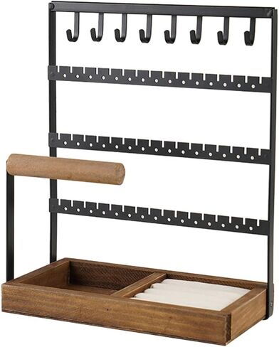 Plcnn Jewelry Organizer Stand Necklace Organizer Earring Holder 4 Tier Jewelry Tower with 8 Hooks Necklace Organizer and Watch Bracket Holder Necklaces Bracelets Jewelry Storage Rack(#1) in Kuwait