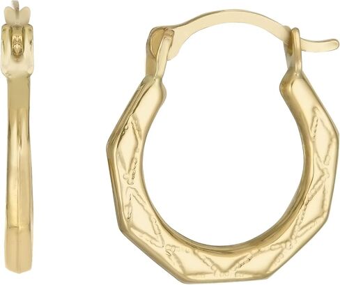 أقراط دائرية من الذهب الخالص عيار 14 قيراط بقفل فرنسي ملكي، 12 ملم in Kuwait