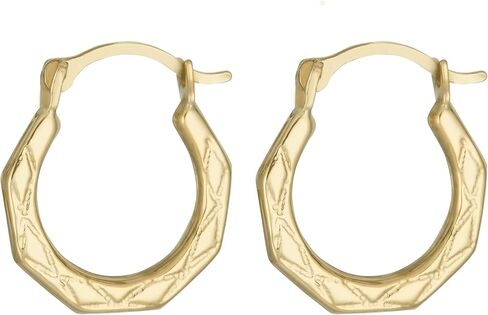 أقراط دائرية من الذهب الخالص عيار 14 قيراط بقفل فرنسي ملكي، 12 ملم in Kuwait