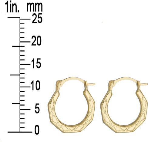أقراط دائرية من الذهب الخالص عيار 14 قيراط بقفل فرنسي ملكي، 12 ملم in Kuwait