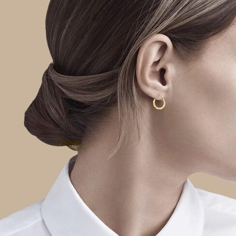 أقراط دائرية من الذهب الخالص عيار 14 قيراط بقفل فرنسي ملكي، 12 ملم in Kuwait