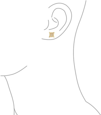 Geometric Unisex Mens Square Shaped Cubic Zirconia Micro Pave CZ Kite Stud Earrings For Men Yellow Gold Plated .925 Sterling Silver 5 7 9 11 12 MM in Saudi Arabia
