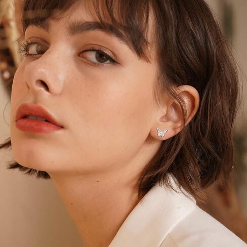 FindChic Hypoallergenic Sterling Silver Small Bar/Dot/Triangle/Butterfly/Lightning Studs Earrings Minimalist Geometric Jewelry Valentine Gifts for Women Men Girls, with Gift Box in Kuwait