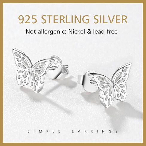 FindChic Hypoallergenic Sterling Silver Small Bar/Dot/Triangle/Butterfly/Lightning Studs Earrings Minimalist Geometric Jewelry Valentine Gifts for Women Men Girls, with Gift Box in Kuwait