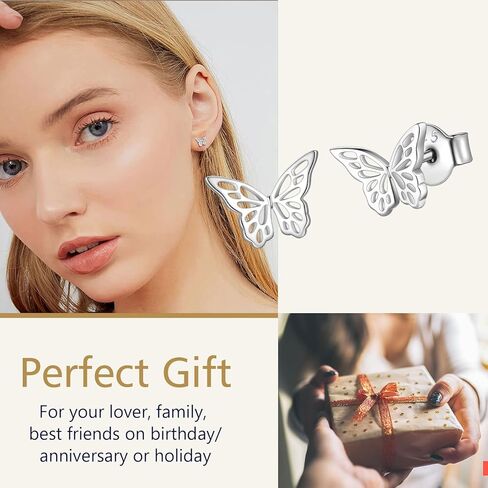 FindChic Hypoallergenic Sterling Silver Small Bar/Dot/Triangle/Butterfly/Lightning Studs Earrings Minimalist Geometric Jewelry Valentine Gifts for Women Men Girls, with Gift Box in Kuwait