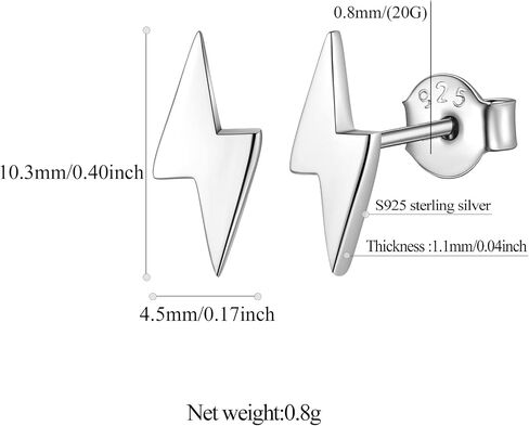 FindChic Hypoallergenic Sterling Silver Small Bar/Dot/Triangle/Butterfly/Lightning Studs Earrings Minimalist Geometric Jewelry Valentine Gifts for Women Men Girls, with Gift Box in Saudi Arabia