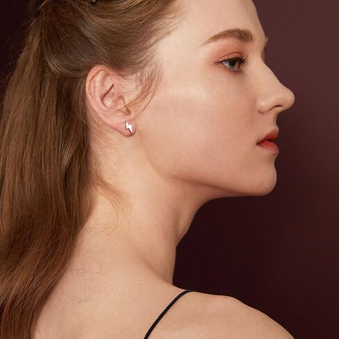 FindChic Hypoallergenic Sterling Silver Small Bar/Dot/Triangle/Butterfly/Lightning Studs Earrings Minimalist Geometric Jewelry Valentine Gifts for Women Men Girls, with Gift Box in Saudi Arabia
