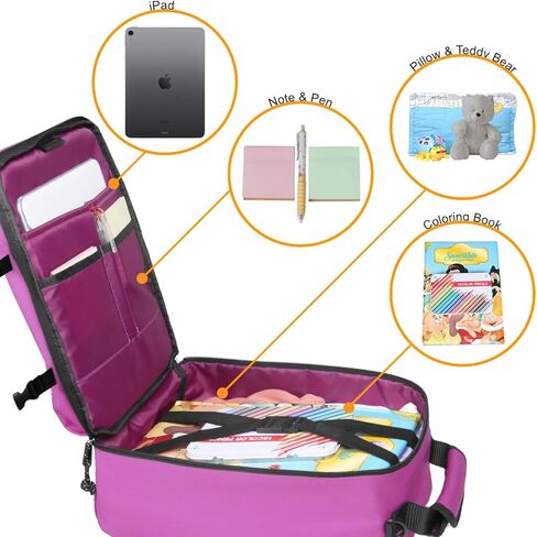 Rangeland Kids Travel Backpack Suitcase Style Lightweight Carry-On Weekender Bag 10L Daypack with Tablet Sleeve and Chest Strap,Black in Kuwait