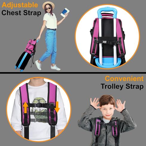 Rangeland Kids Travel Backpack Suitcase Style Lightweight Carry-On Weekender Bag 10L Daypack with Tablet Sleeve and Chest Strap,Black in Kuwait