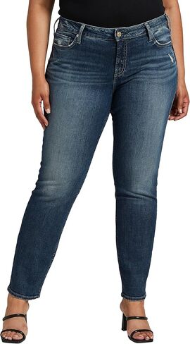Silver Jeans Co. Women's Plus Size Elyse Mid Rise Straight Leg Jeans in Saudi Arabia