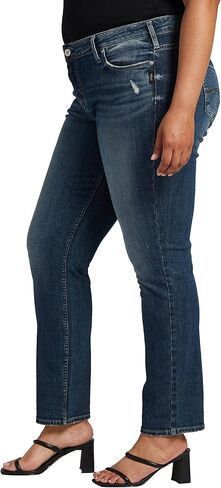 Silver Jeans Co. Women's Plus Size Elyse Mid Rise Straight Leg Jeans in Saudi Arabia
