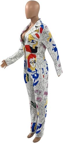 المرأة مثير 2 قطعة الكتابة على الجدران طباعة السترة البدلة السراويل مجموعة ملهى ليلي رياضية الزي مجموعة in Kuwait