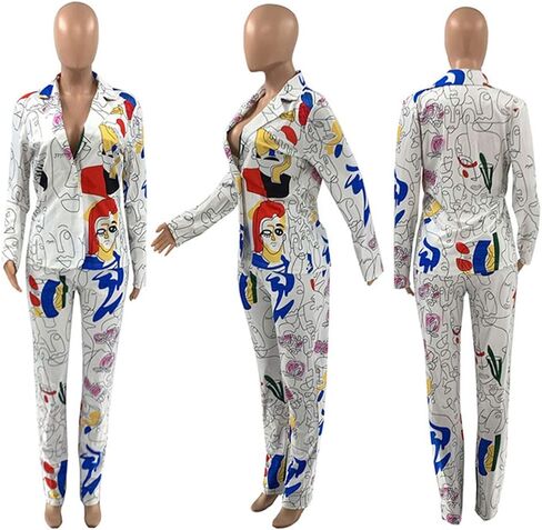 المرأة مثير 2 قطعة الكتابة على الجدران طباعة السترة البدلة السراويل مجموعة ملهى ليلي رياضية الزي مجموعة in Kuwait
