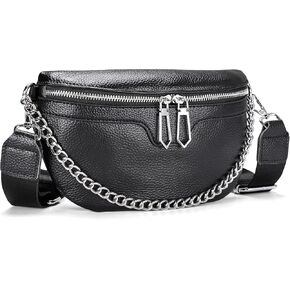 حقائب خصر عصرية للنساء، حقيبة صدر سايتور صغيرة تمر بالجسم من الجلد، حقائب فاني باللون الاسود، عصرية in Kuwait