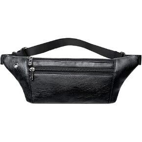 حقيبة حزام فاني من الجلد، حقيبة خصر بـ 3 جيوب، محفظة رفيعة مناسبة للمشي لمسافات طويلة والجري وركوب الدراجات in Kuwait