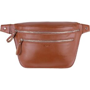 حقيبة حزام جلد - حقيبة خصر أصلية - حقيبة فاني - للرجال والنساء (أسود) in Kuwait