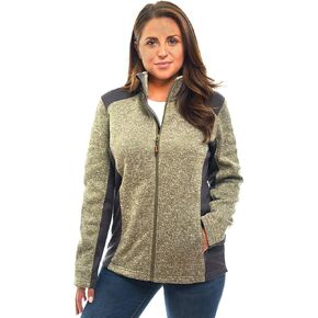 TrailCrest Womens Unique Speckled Zip Up Knit Sweater Fleece Jacket, Heather All Season Cardigan