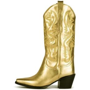 keleimusi Women's Cowgirl Boots Western Pointed Toe Knee High Pull-On Shoes
