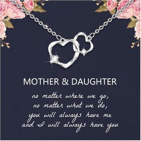 XUANPAI أفضل الهدايا للأم، المتشابكة 2 دوائر القلب قلادة الهدايا للأم، عيد ميلاد الأمهات عيد الحب هدايا المجوهرات للأم زوجة من ابنة in Kuwait