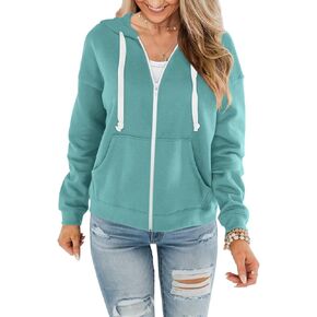 سترة نسائية من Minetom بسحاب كامل وغطاء للرأس وأكمام طويلة وسترات بقلنسوة صلبة مع جيب in Kuwait