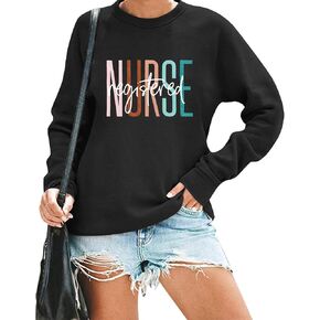 MNLYBABY Registered Nurse Sweatshirt Women Nurse Life Pullover Shirts Nursing Student Gift Crewneck Long Sleeve Tees in Saudi Arabia