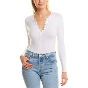 Yummie womens Katrina Long Sleeve Cotton Ribbed Seamless Henley Bodysuit in Saudi Arabia