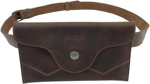 Heather's, Fanny Pack Handmade from Full Grain Leather - Adjustable Buckle Strap - Carry, Organize and Store Money, Phone, Great for Travel and Festivals - Bourbon Brown in Kuwait