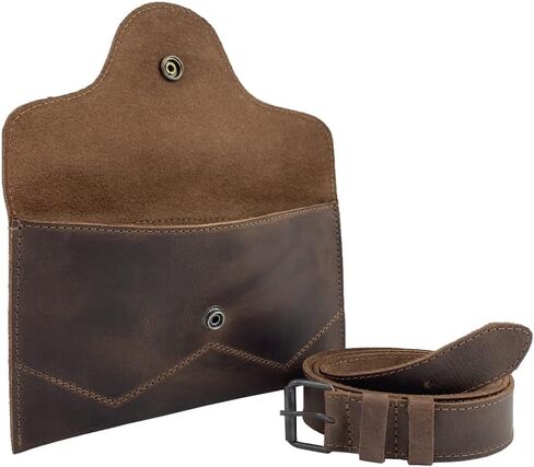 Heather's, Fanny Pack Handmade from Full Grain Leather - Adjustable Buckle Strap - Carry, Organize and Store Money, Phone, Great for Travel and Festivals - Bourbon Brown in Kuwait
