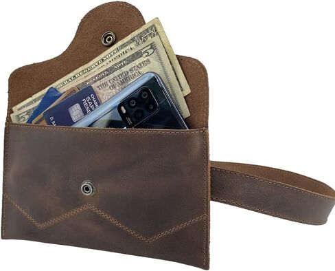 Heather's, Fanny Pack Handmade from Full Grain Leather - Adjustable Buckle Strap - Carry, Organize and Store Money, Phone, Great for Travel and Festivals - Bourbon Brown in Kuwait