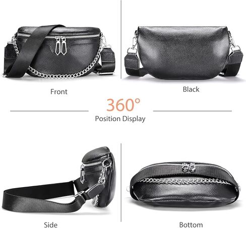 حقائب خصر عصرية للنساء، حقيبة صدر سايتور صغيرة تمر بالجسم من الجلد، حقائب فاني باللون الاسود، عصرية in Kuwait