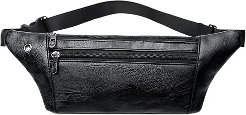 حقيبة حزام فاني من الجلد، حقيبة خصر بـ 3 جيوب، محفظة رفيعة مناسبة للمشي لمسافات طويلة والجري وركوب الدراجات in Kuwait