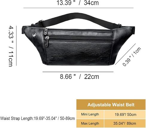 حقيبة حزام فاني من الجلد، حقيبة خصر بـ 3 جيوب، محفظة رفيعة مناسبة للمشي لمسافات طويلة والجري وركوب الدراجات in Kuwait