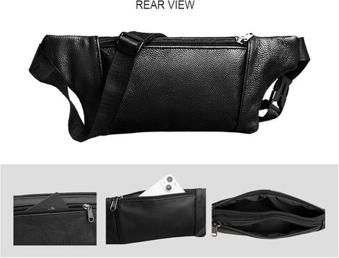 حقيبة حزام فاني من الجلد، حقيبة خصر بـ 3 جيوب، محفظة رفيعة مناسبة للمشي لمسافات طويلة والجري وركوب الدراجات in Kuwait