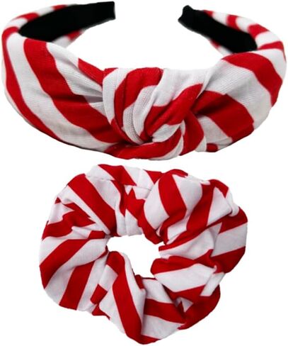 Shimmer Anna Shine Christmas Holiday Headbands (Red and White Striped Candy Cane Headband and Scrunchie) in Saudi Arabia