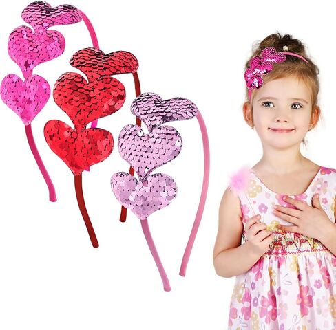 Auswalar 3 PCS Valentines Cute Heart Headband Glitter Heart Shape Hair Hoop for Women Girls Valentines Day Wedding Birthday Party Gift New Year Hair Accessories in Saudi Arabia