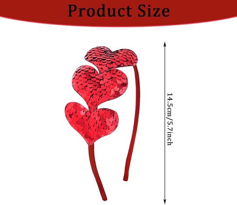 Auswalar 3 PCS Valentines Cute Heart Headband Glitter Heart Shape Hair Hoop for Women Girls Valentines Day Wedding Birthday Party Gift New Year Hair Accessories in Saudi Arabia