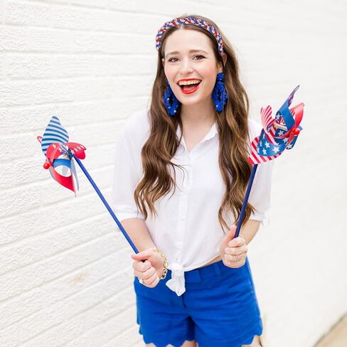 حجر الراين Headbands الوطنية كريستال أحمر أبيض أزرق المشارب تويست هيرباند 4th من يوليو عطلة حفلة إكسسوارات الشعر للنساء in Saudi Arabia